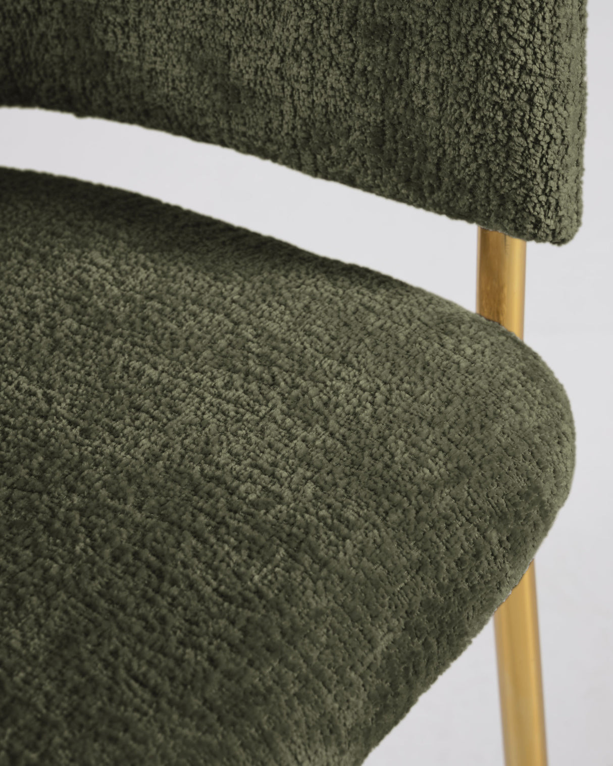 Runnie Stuhl aus grüner Chenille mit goldfarbenen Stahlbeinen - ZEN ZONE Furniture