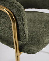 Runnie Stuhl aus grüner Chenille mit goldfarbenen Stahlbeinen - ZEN ZONE Furniture