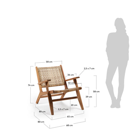 Grignoon Sessel aus massivem Akazienholz und geflochtener Korbweide 100% FSC - ZEN ZONE