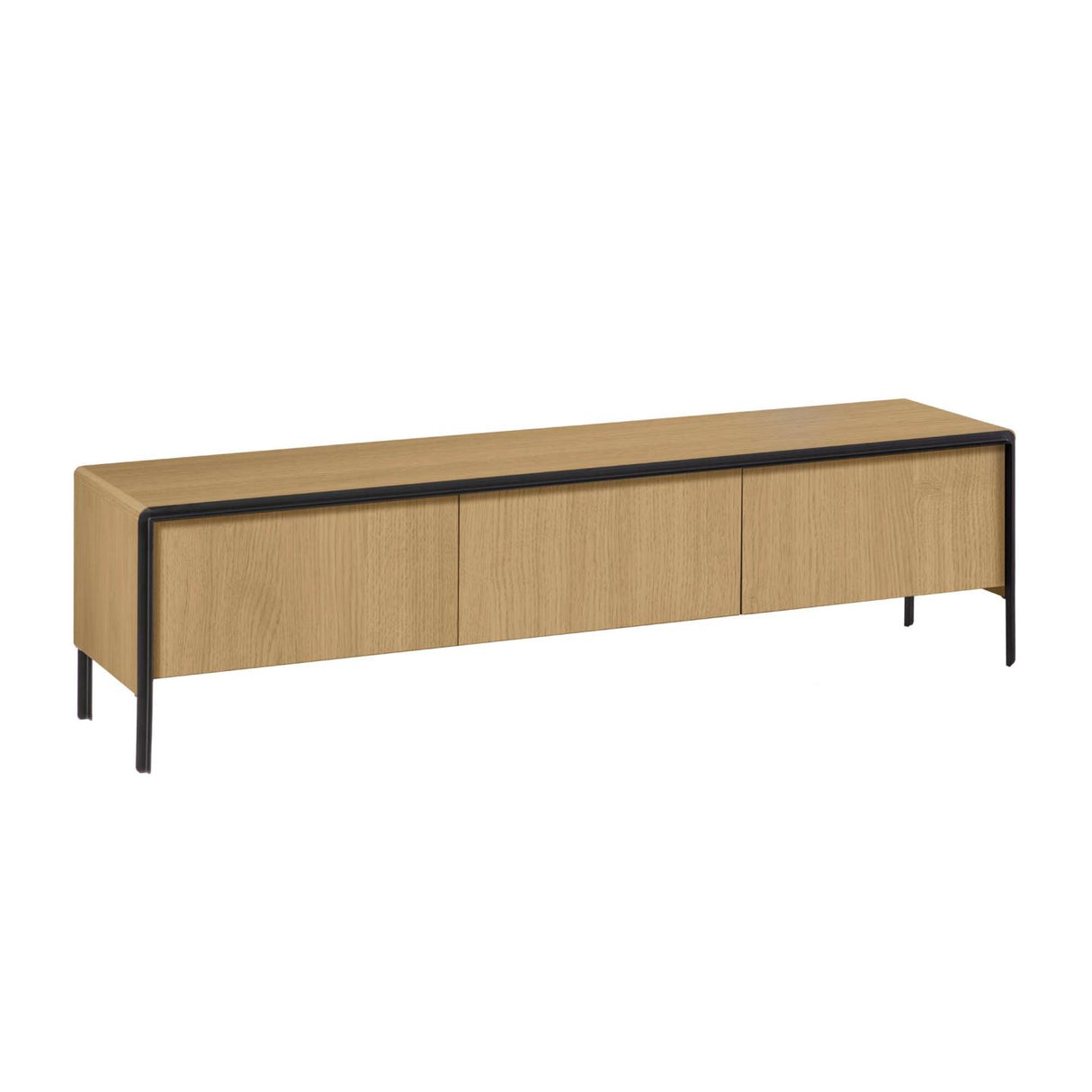 Nadyria TV-Schrank 3 Türen Eichenfurnier und Stahl mit schwarzem Finish 180 x 50 cm - ZEN ZONE