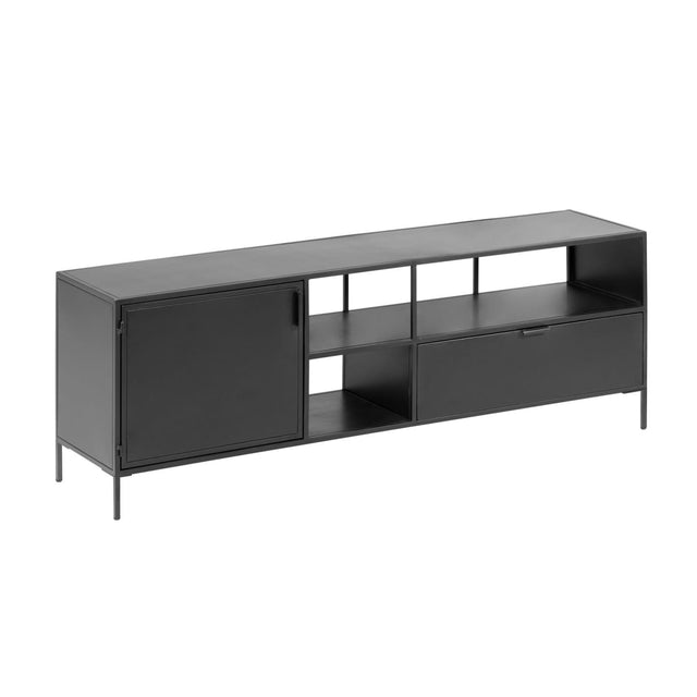 Shantay TV-Schrank 1 Türe und 1 Schublade aus Metall mit schwarzem Finish 150 x 50 cm - ZEN ZONE