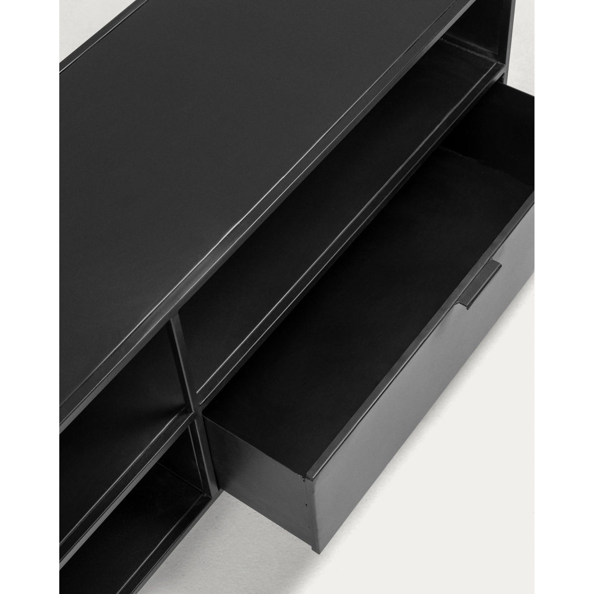 Shantay TV-Schrank 1 Türe und 1 Schublade aus Metall mit schwarzem Finish 150 x 50 cm - ZEN ZONE