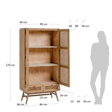 Nalu Schrank aus massivem Mindiholz und Rattan 90 x 175 cm - ZEN ZONE