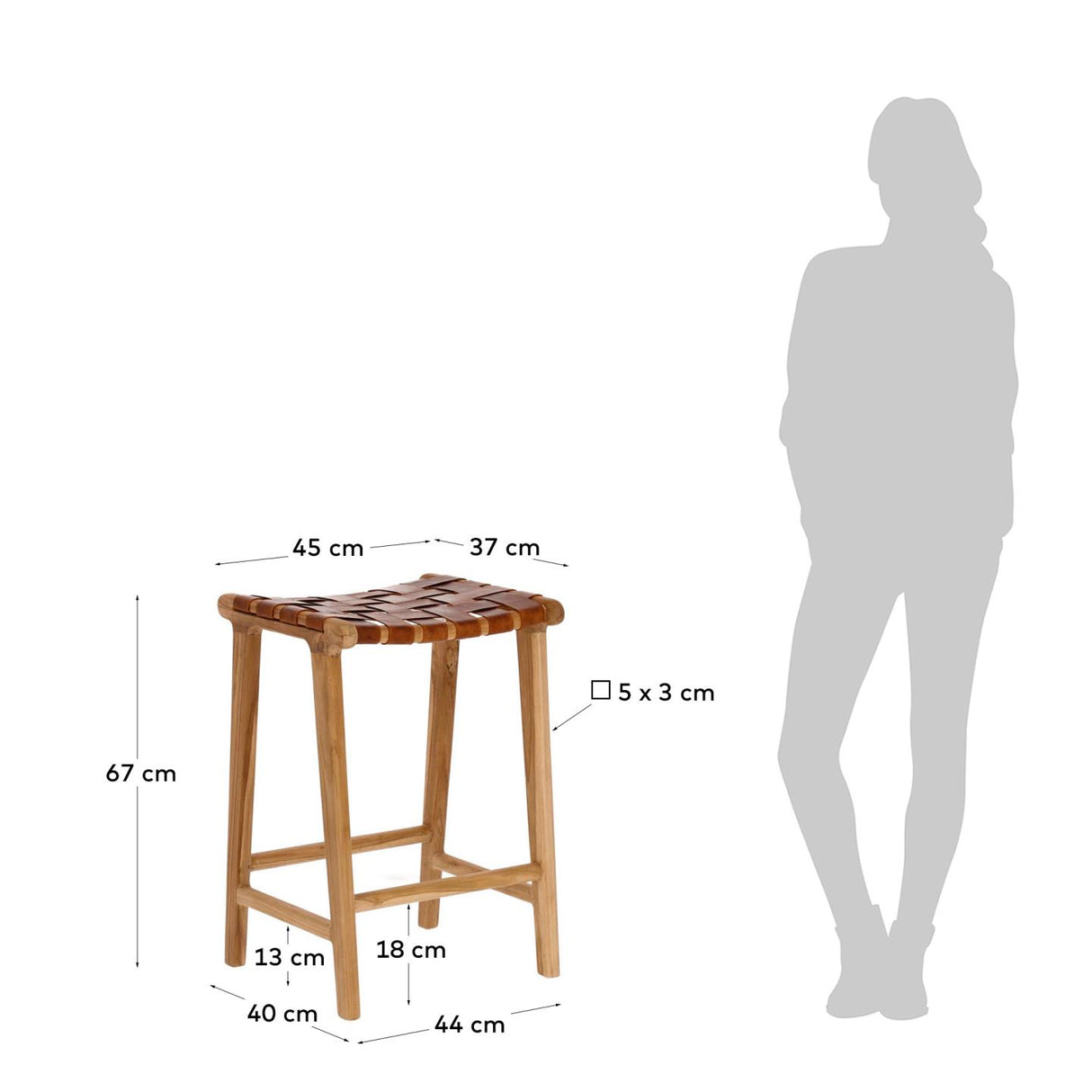 Calixta Hocker aus massivem Teakholz Höhe 67 cm - ZEN ZONE Furniture