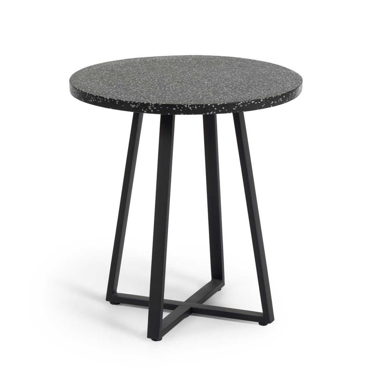 Tella runder Tisch Terrazzo schwarz und Stahlbeine Ø 70 cm - ZEN ZONE Furniture