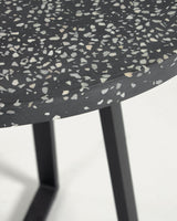 Tella runder Tisch Terrazzo schwarz und Stahlbeine Ø 70 cm - ZEN ZONE Furniture