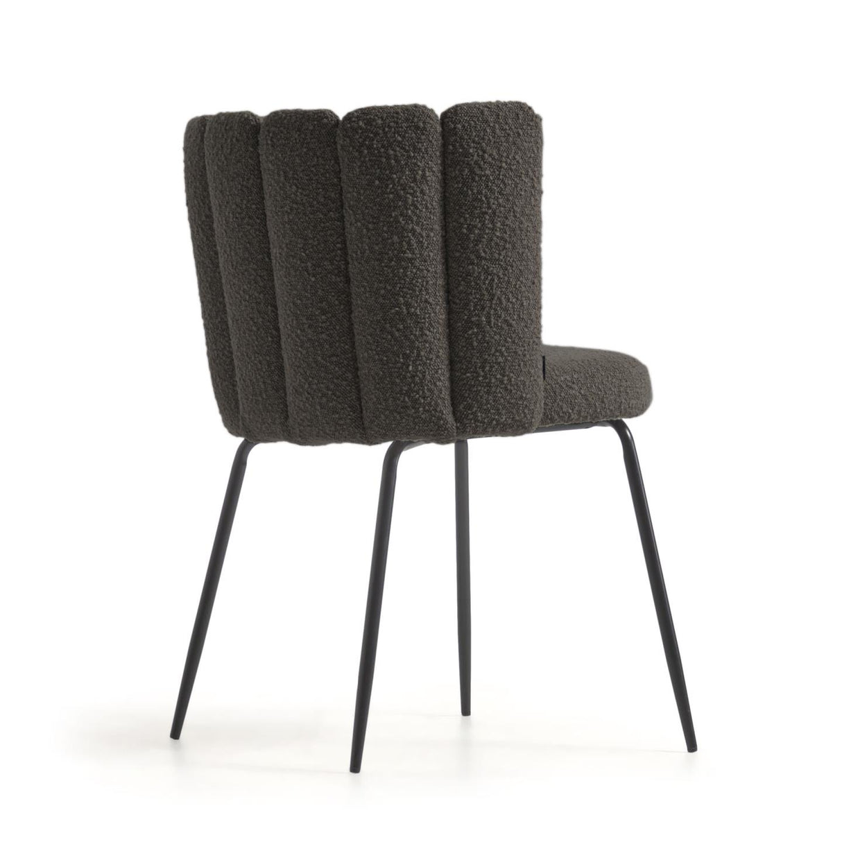 Aniela Stuhl mit schwarzem Bouclé und schwarzem Metall FR - ZEN ZONE Furniture