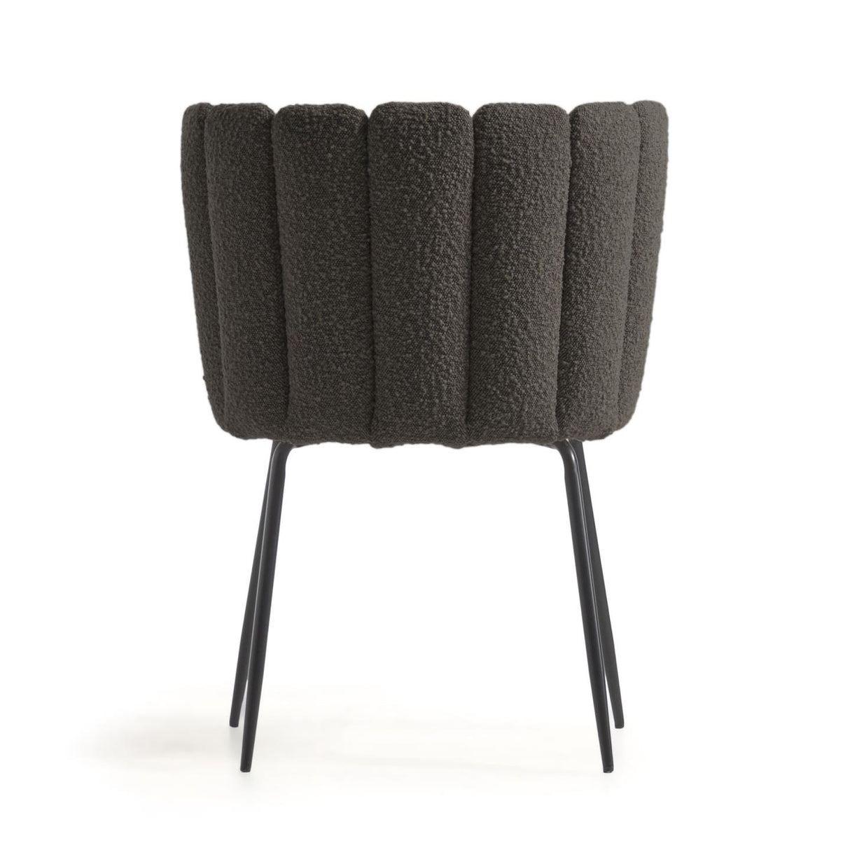 Aniela Stuhl mit schwarzem Bouclé und schwarzem Metall FR - ZEN ZONE Furniture