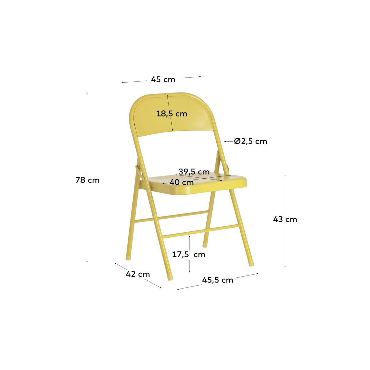 Aidana Klappstuhl aus senfgelbem Metall - ZEN ZONE Furniture