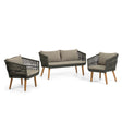 Inti Set 2-Sitzer Sofa und 2 Stühle mit grünem Seil FSC 100% - ZEN ZONE