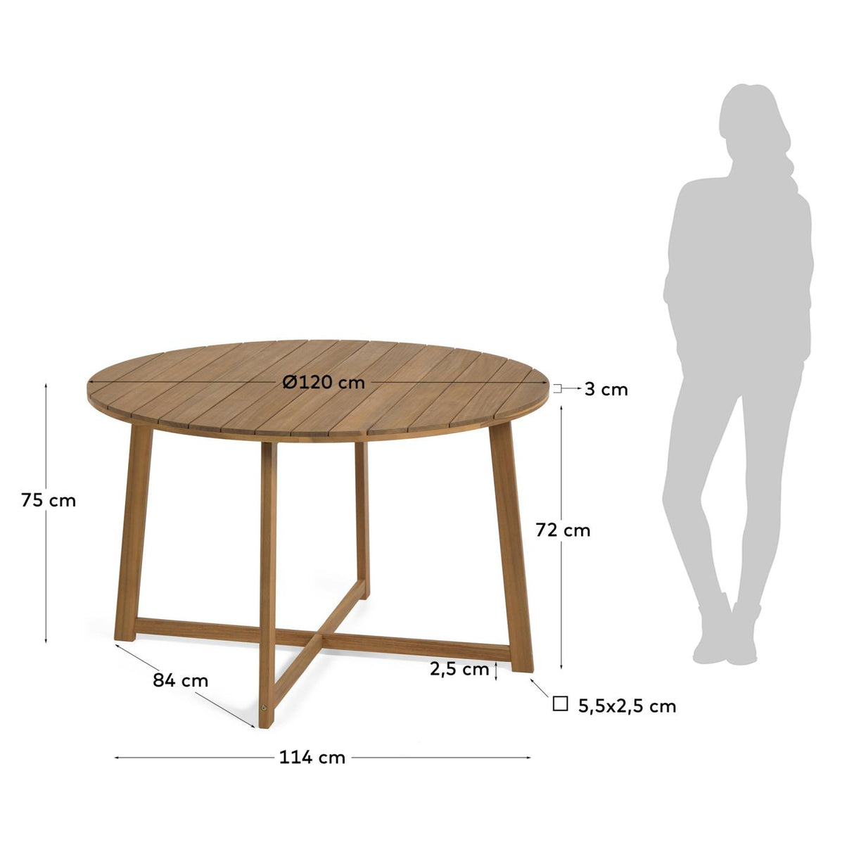 Dafne runder Outdoor Tisch aus massivem Akazienholz Ø 120 cm FSC 100% - ZEN ZONE