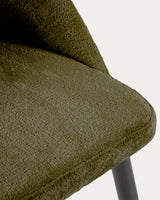 Stuhl Mael aus grünem Chenille und Stahlbeinen mit schwarzem Finish - ZEN ZONE Furniture