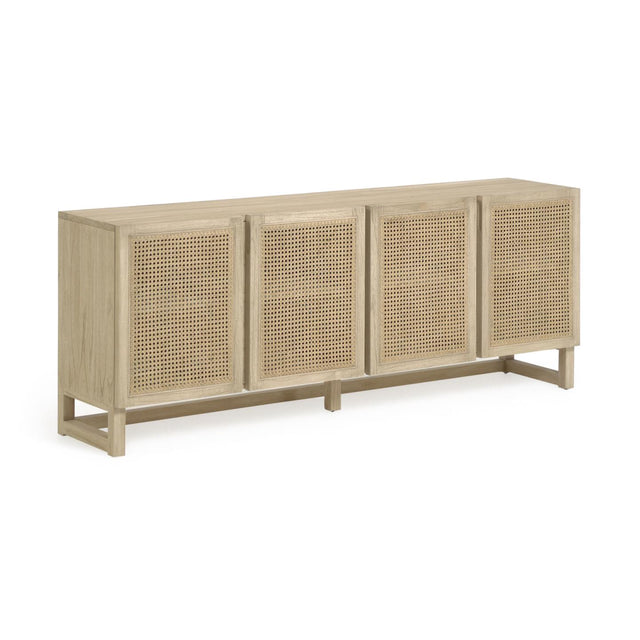 Rexit Sideboard 4 Türen aus Mindimassivholz und -furnier mit Rattan 180 x 78 cm - ZEN ZONE