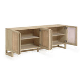 Rexit Sideboard 4 Türen aus Mindimassivholz und -furnier mit Rattan 180 x 78 cm - ZEN ZONE