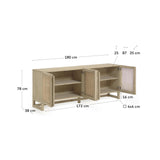 Rexit Sideboard 4 Türen aus Mindimassivholz und -furnier mit Rattan 180 x 78 cm - ZEN ZONE