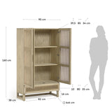 Rexit Schrank aus massivem Holz und Mindi Furnier mit Rattan 90 x 160 cm - ZEN ZONE