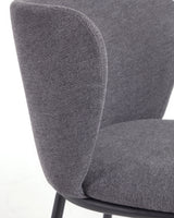 Ciselia Hocker aus dunkelgrauer Chenille Stahlbeine in Schwarz Höhe 65 cm FSC Mix Credit - ZEN ZONE Furniture