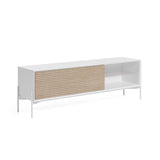 Marielle TV-Schrank 1 Türe Eschenfurnier weiße Lackierung Metall in Weiß 167 x 53 cm - ZEN ZONE