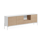 Marielle Sideboard 3 Türen 1 Schublade Eschenfurnier lackiert Metall in Weiß 207 x 69 cm - ZEN ZONE