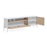 Marielle TV-Schrank 2 Türen Eschenfurnier weiße Lackierung Metall in Weiß 187 x 63 cm - ZEN ZONE