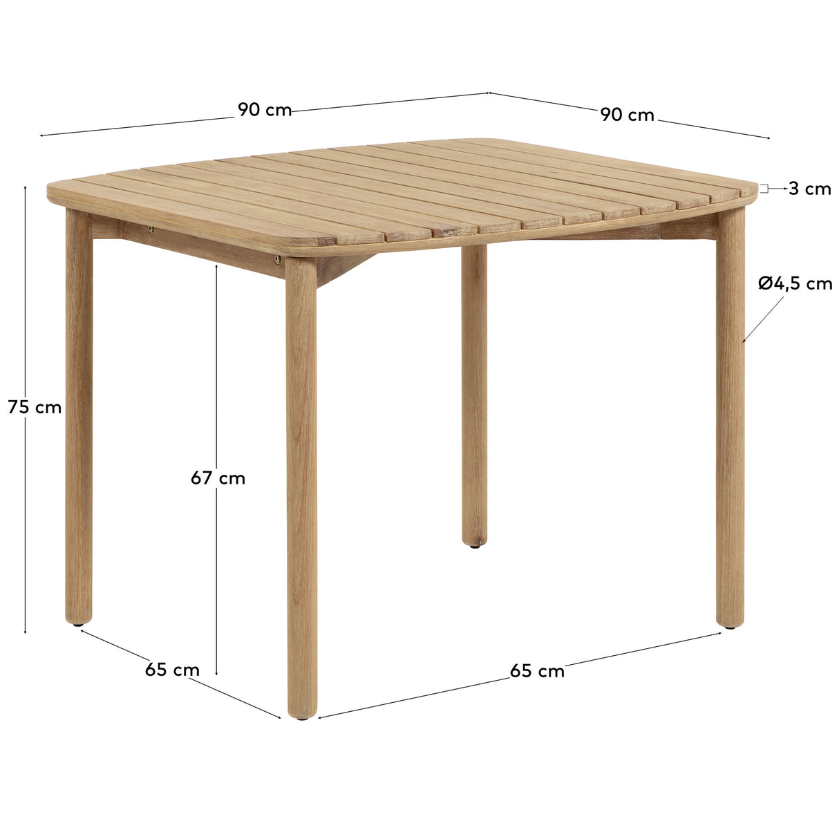 Sheryl Tisch aus massivem Eukalyptusholz 90 x 90 cm FSC 100% - ZEN ZONE Furniture