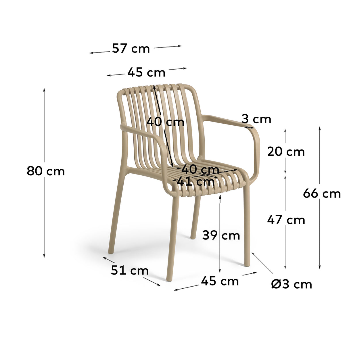 Stapelbarer Outdoor Stuhl Isabellini beige - ZEN ZONE Furniture