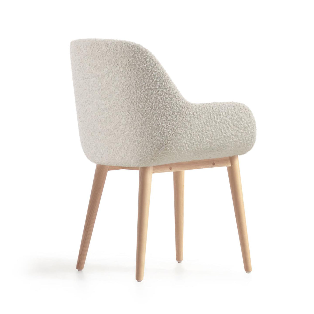 Konna Stuhl mit Bouclé-Bezug weiß Beine aus massivem Eschenholz mit natürlichem Finish - ZEN ZONE Furniture