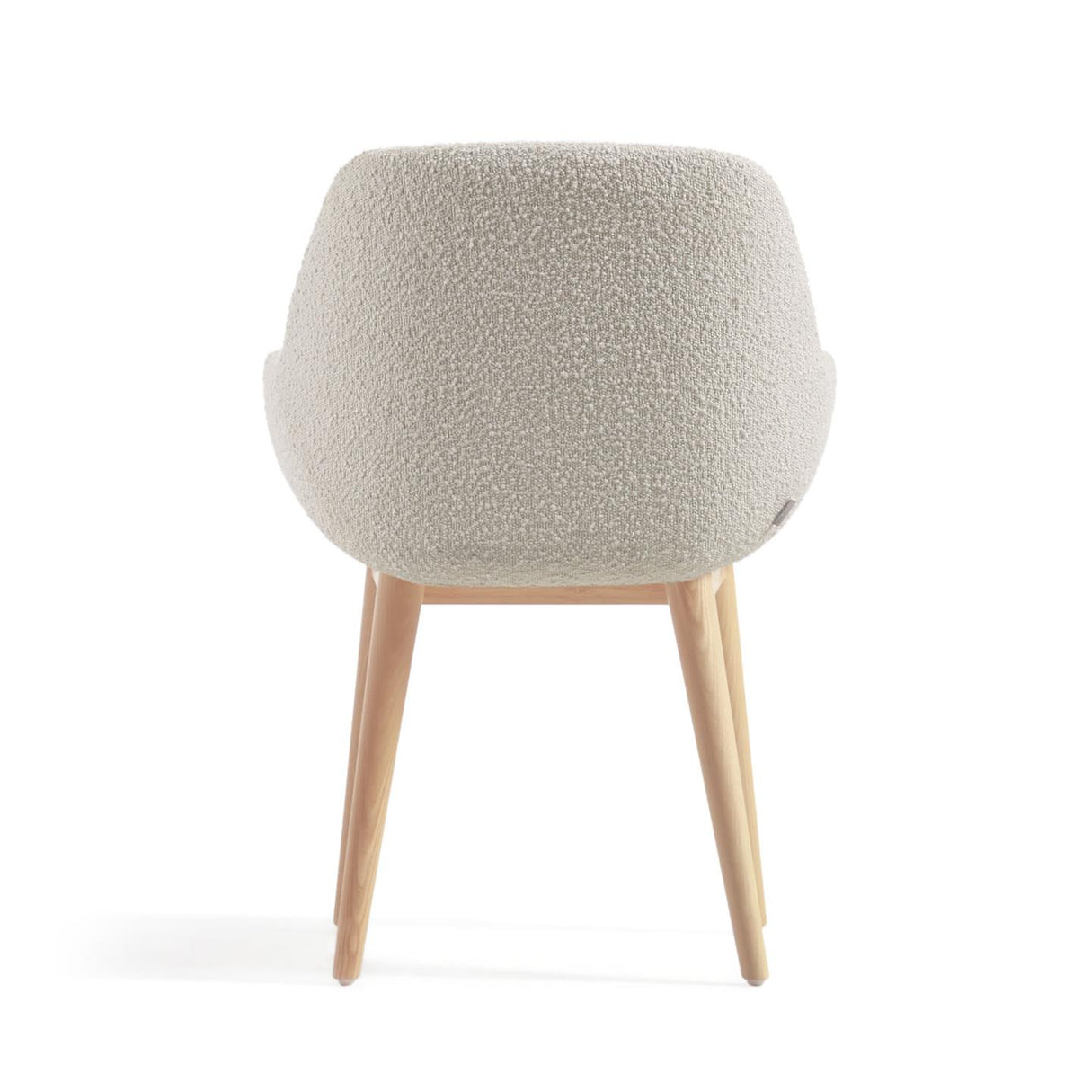 Konna Stuhl mit Bouclé-Bezug weiß Beine aus massivem Eschenholz mit natürlichem Finish - ZEN ZONE Furniture