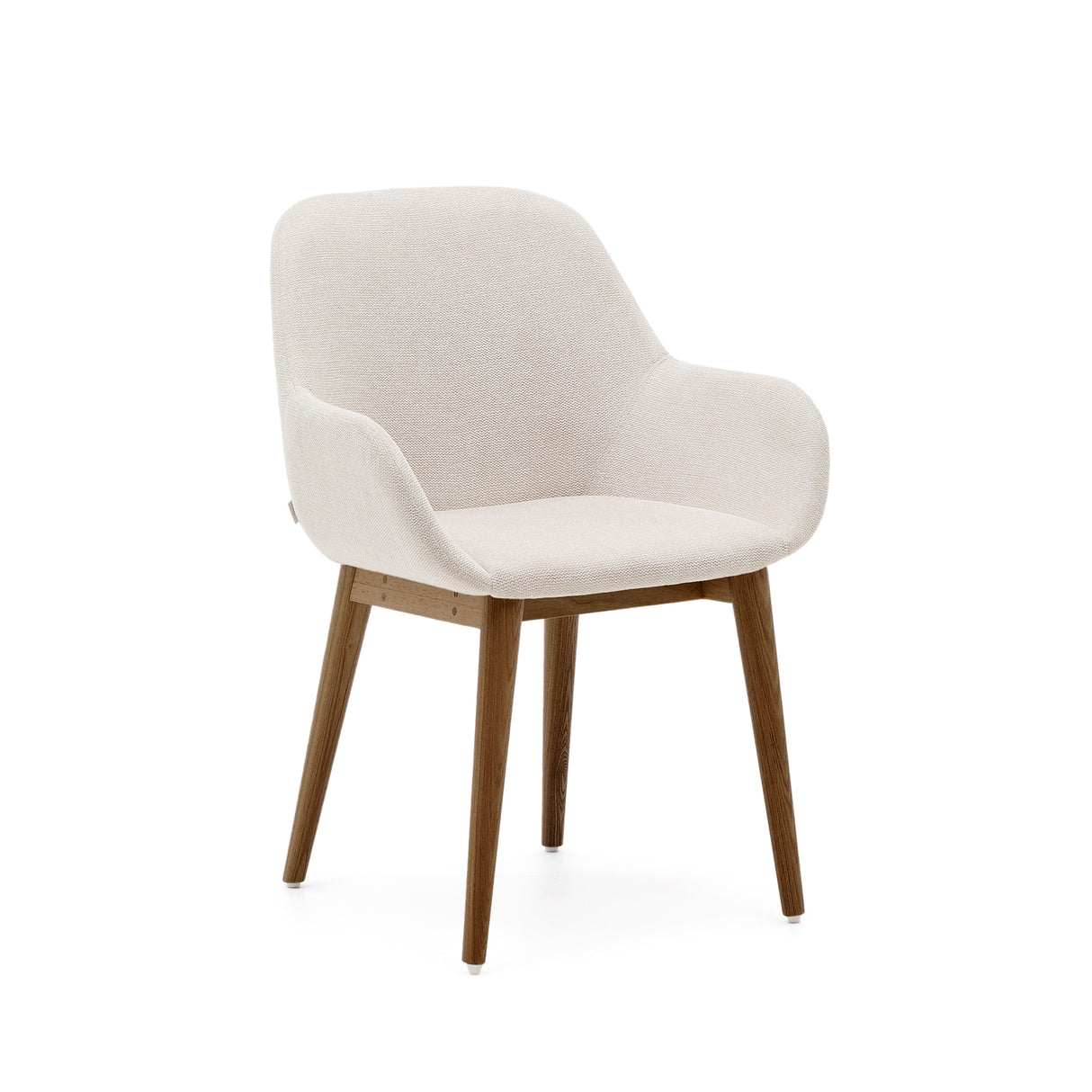 Konna Stuhl in Beige und Beine aus massivem Eschenholz mit dunklem Finish - ZEN ZONE Furniture