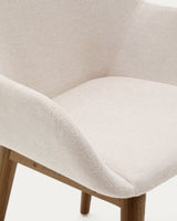 Konna Stuhl in Beige und Beine aus massivem Eschenholz mit dunklem Finish - ZEN ZONE Furniture