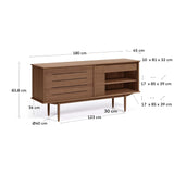 Carolin Sideboard 2 Türen 1 Schublade aus Nussholzfurnier 180 x 83,8 cm - ZEN ZONE