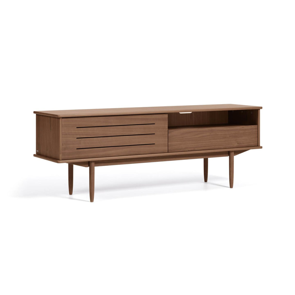 Carolin TV-Schrank 1 Türe und 1 Schublade aus Nussholzfurnier 180 x 63,5 cm - ZEN ZONE