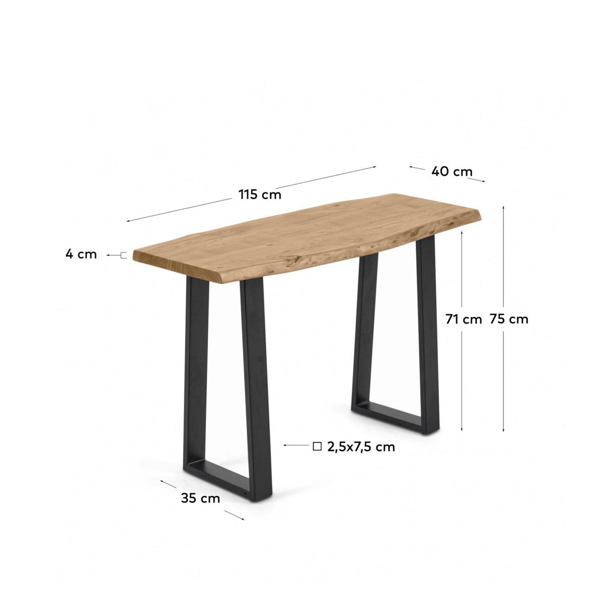 Alaia Konsole aus massivem Akazienholz mit natürlichem Finish 115 x 40 cm - ZEN ZONE