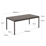 Zaltana ausziehbarer Outdoor-Tisch aus Aluminium matt dunkelgrau 180 (240) x 100 cm - ZEN ZONE Furniture