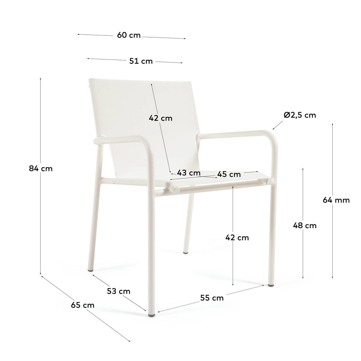 Zaltana stapelbarer Gartenstuhl aus Aluminium mit mattweißem Finish - ZEN ZONE Furniture