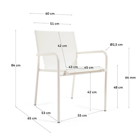 Zaltana stapelbarer Gartenstuhl aus Aluminium mit mattweißem Finish - ZEN ZONE Furniture