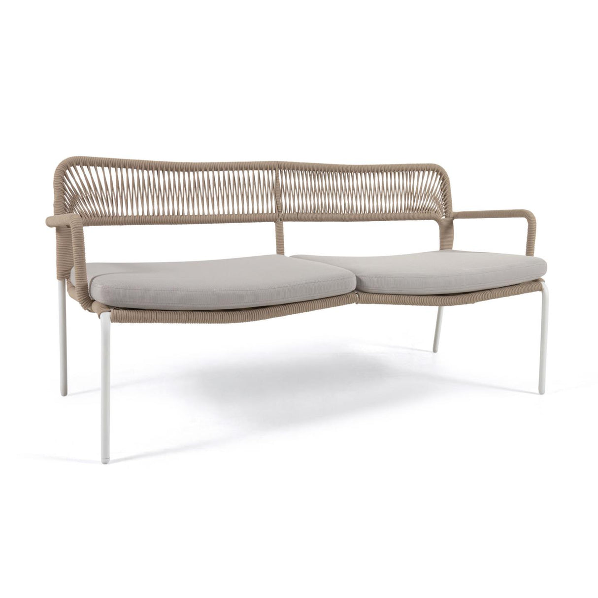 Cailin 2-Sitzer Sofa beiges Seil und verzinkte Stahlbeine weiß 150 cm - ZEN ZONE