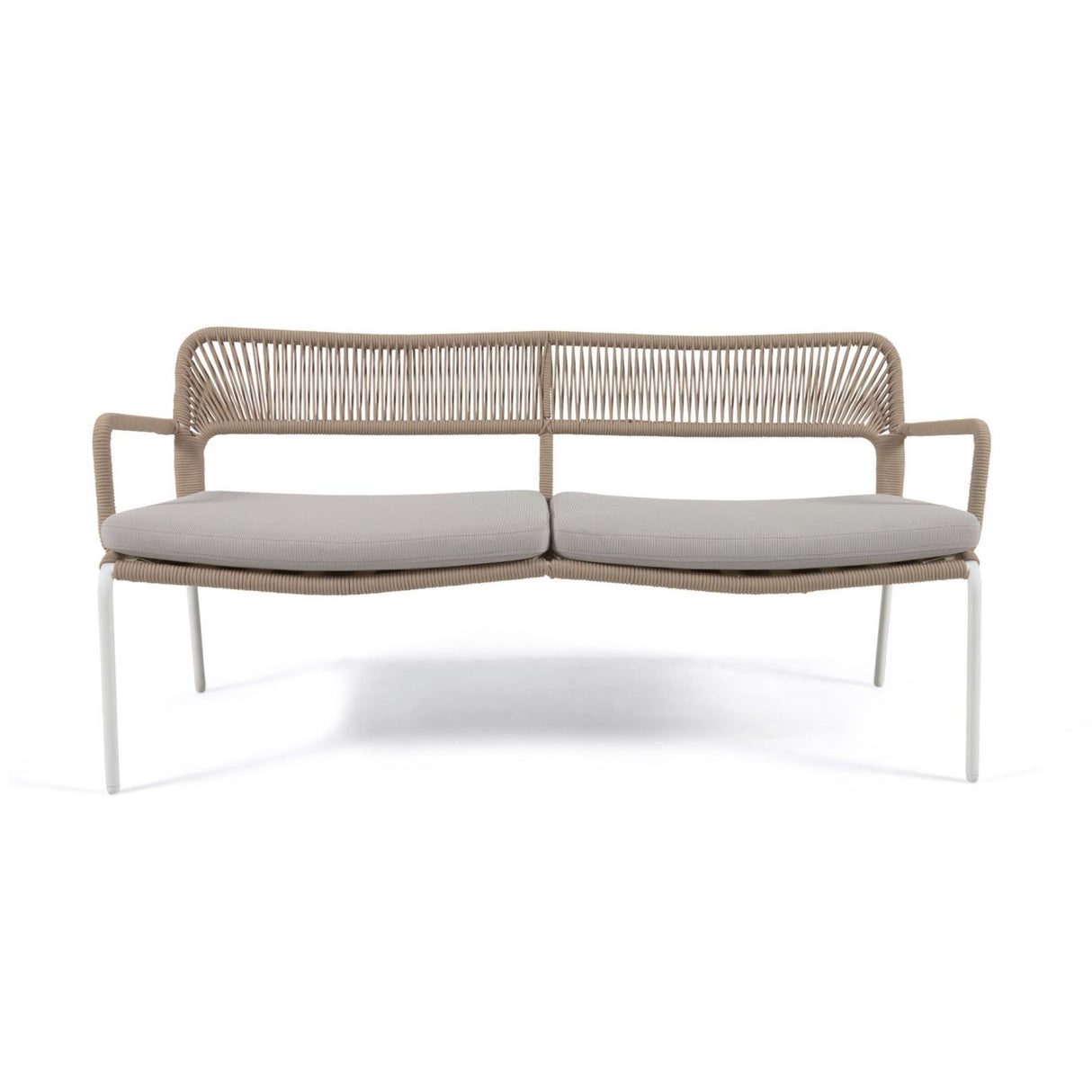 Cailin 2-Sitzer Sofa beiges Seil und verzinkte Stahlbeine weiß 150 cm - ZEN ZONE