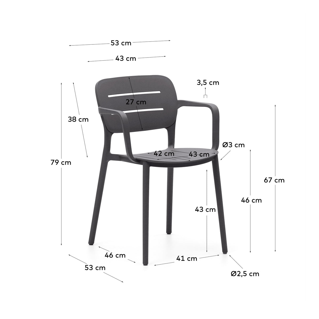 Morella stapelbarer Outdoor-Stuhl in Grau - ZEN ZONE Furniture