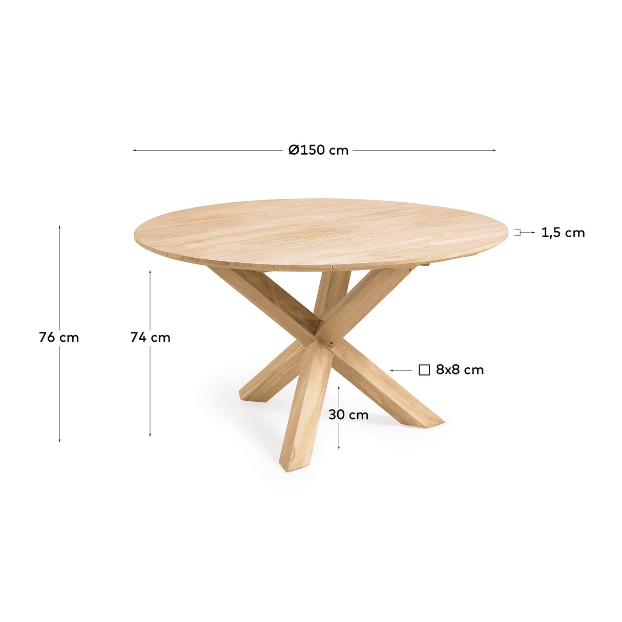 Runder Gartentisch Teresinha aus massivem Teakholz Ø 150 cm - ZEN ZONE Furniture