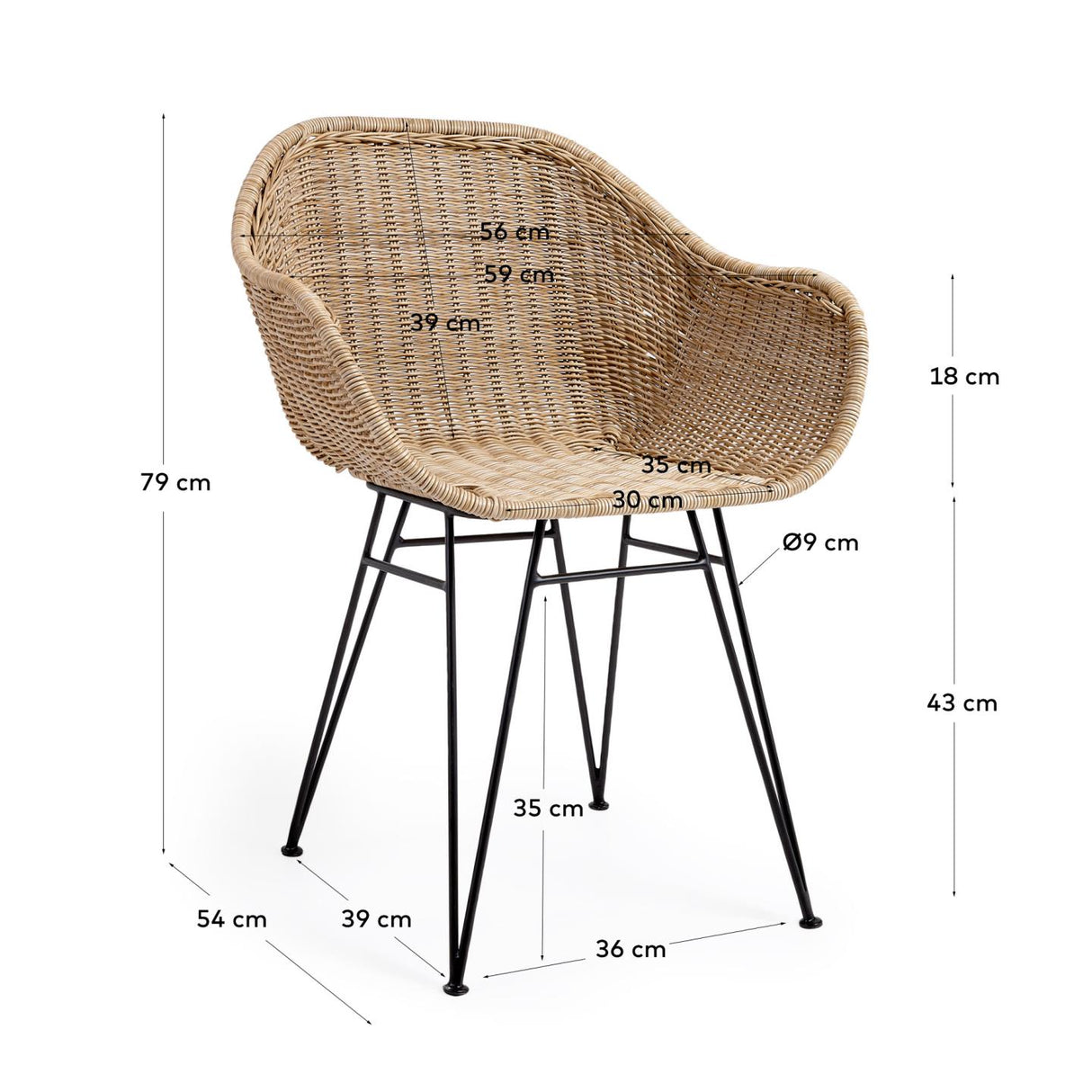 Chart Gartenstuhl aus synthetischem Rattan und Beinen aus verzinktem Stahl - ZEN ZONE