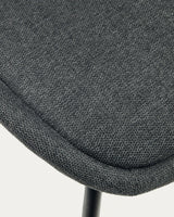 Aimin Stuhl aus dunkelgrauer Chenille und Stahlbeinen mit mattschwarzem Finish - ZEN ZONE Furniture