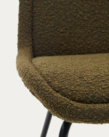 Aimin Stuhl aus grünem Bouclé und Stahlbeinen mit mattschwarzem Finish FSC Mix Credit - ZEN ZONE Furniture