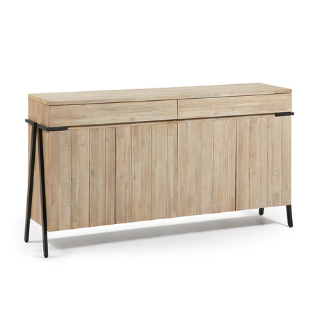 Thinh Sideboard 4 Türen und 2 Schubladen massive Akazie und Stahl schwarz 184 x 98 cm - ZEN ZONE