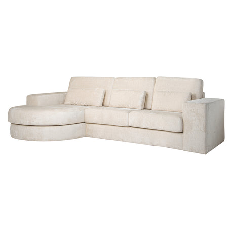 Couch Felix lounge links rund + 2,5 Sitzer white chenille (Bergen 900 white chenille) - ZEN ZONE