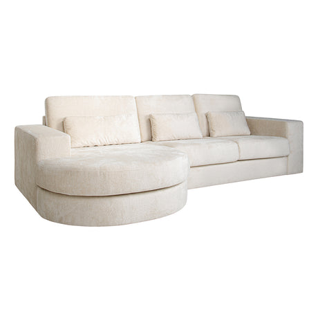 Couch Felix lounge links rund + 2,5 Sitzer white chenille (Bergen 900 white chenille) - ZEN ZONE