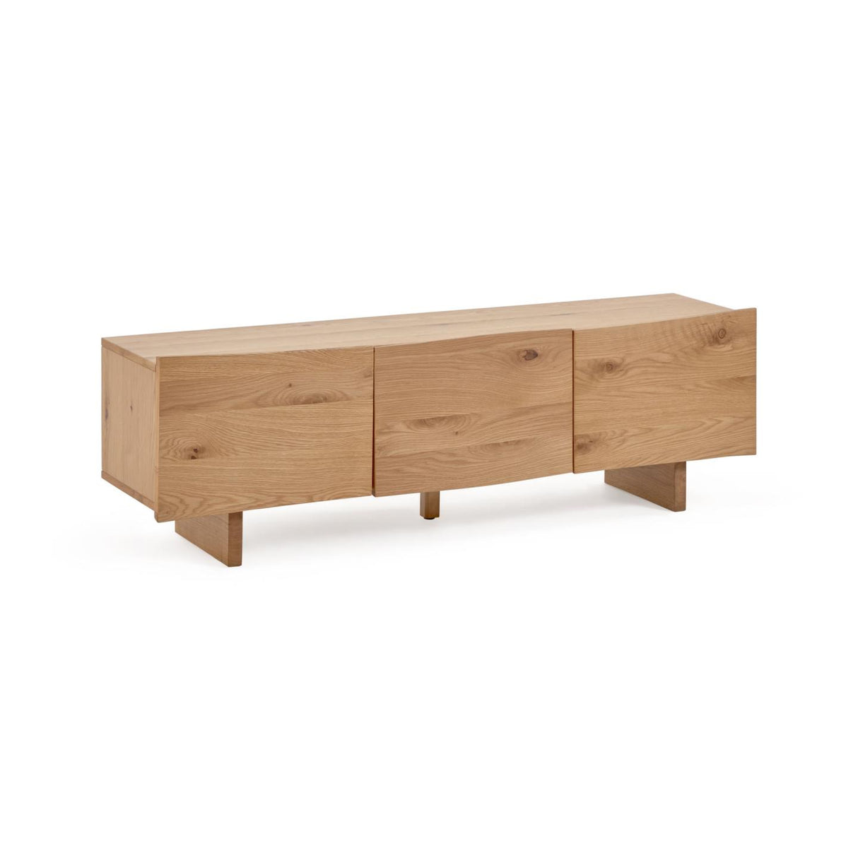 Rasha TV-Schrank 3 Türen aus Eichenfurnier mit natürlichem Finish 160 x 45 cm - ZEN ZONE