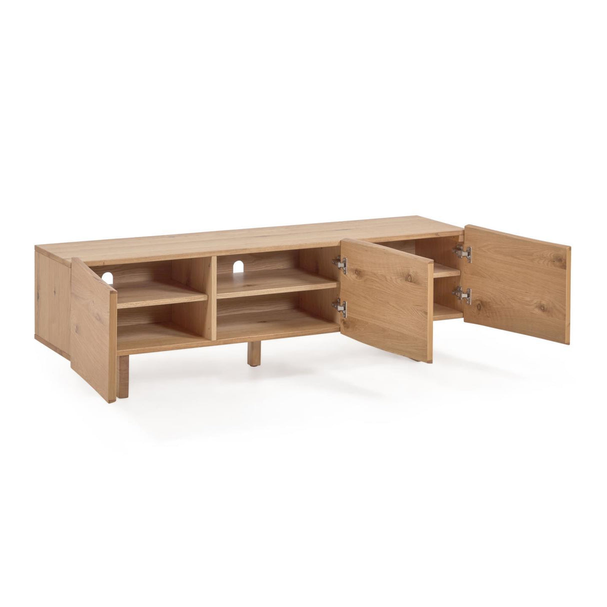 Rasha TV-Schrank 3 Türen aus Eichenfurnier mit natürlichem Finish 160 x 45 cm - ZEN ZONE