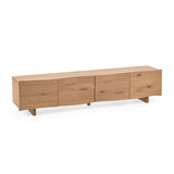 Rasha TV-Schrank 4 Türen aus Eichenfurnier mit natürlichem Finish 200 x 45 cm - ZEN ZONE