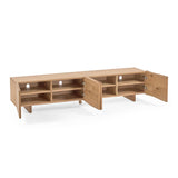 Rasha TV-Schrank 4 Türen aus Eichenfurnier mit natürlichem Finish 200 x 45 cm - ZEN ZONE